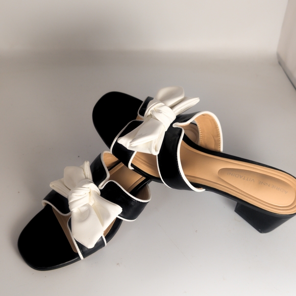 Adrienne Vittadini Black and White Bow Mules - Picture 5 of 7